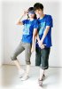 EQ3938#时尚印花休闲情侣套装蓝（5.05号上架.jpg